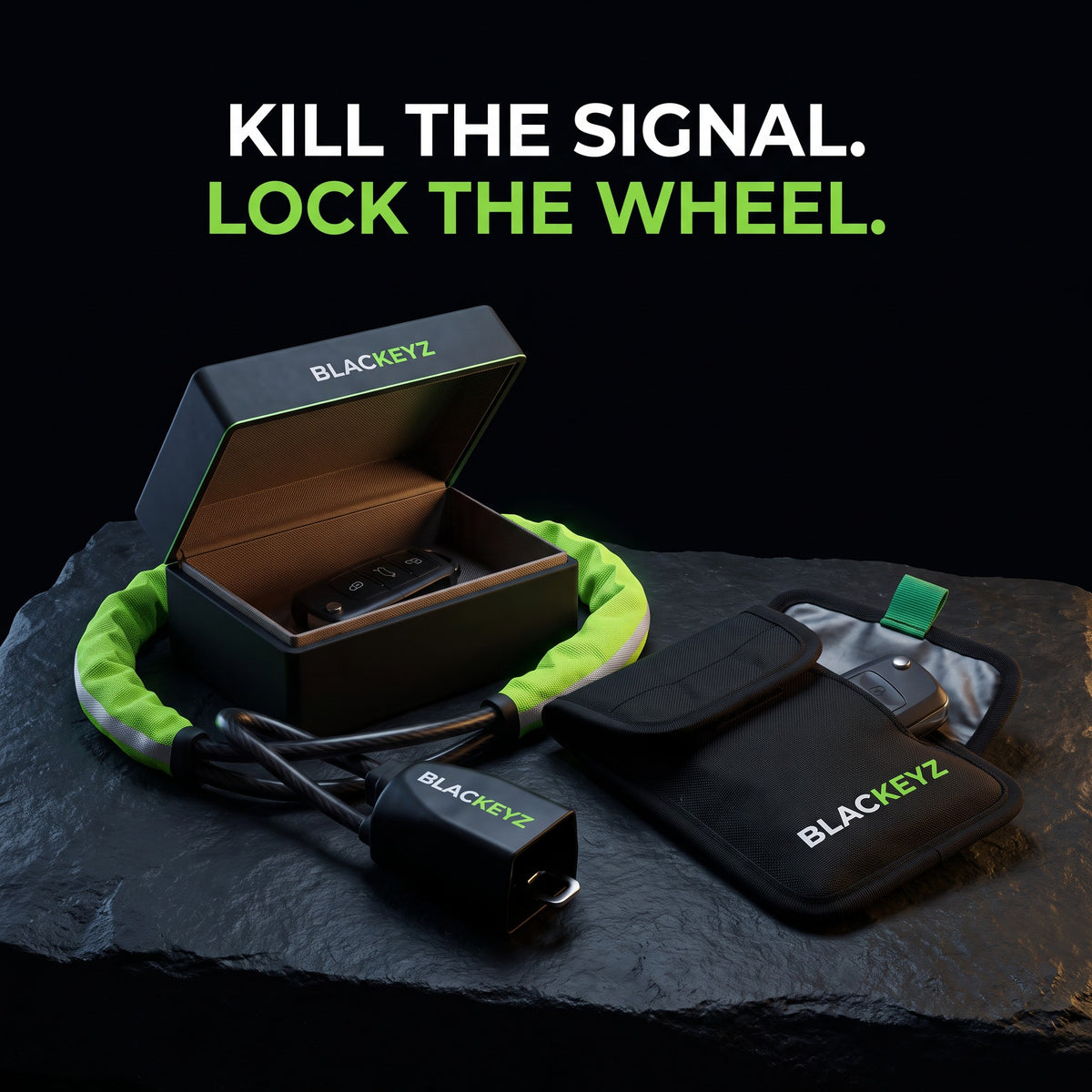 The Blackeyz Night Kit: Steel Lock, Signal Box and Signal Pouch